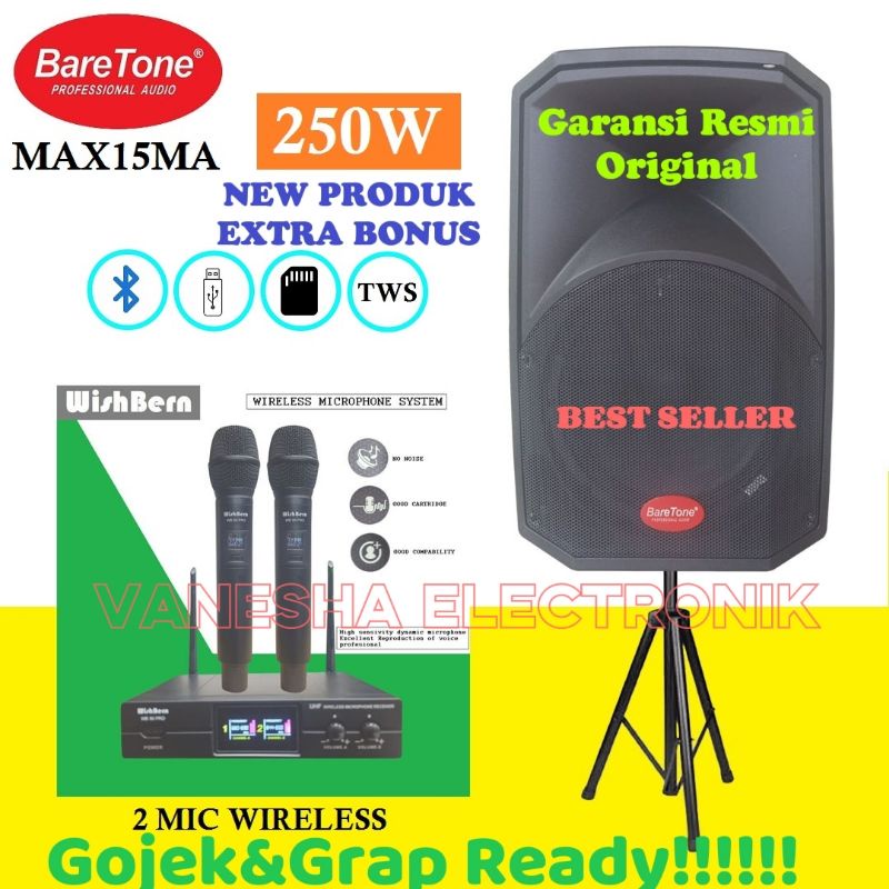 BARETONE MAX15MA SPEAKER AKTIF BARETONE MAX15MA BLUETOOTH TWS USB ORIGINAL