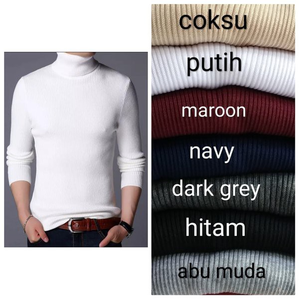 sweater turtleneck man-sweater rajut kerah tinggi pria