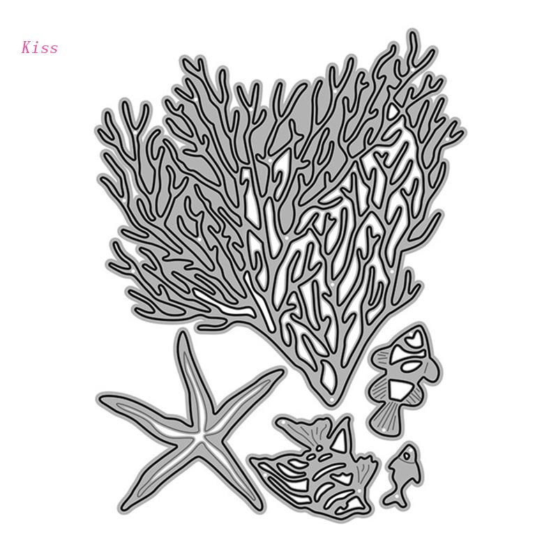 Cetakan Stensil Cutting Dies Motif Rumput Laut Bahan Metal Untuk Scrapbook / Craft