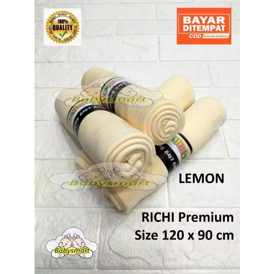 Babysmart - 4 Pcs RICHI Premium Bedong Bayi BABY Single Colour / Selimut bayi / Alas tidur bayi / Bahan Halus