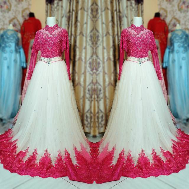 Kebaya Gown Pengantin Pink fanta