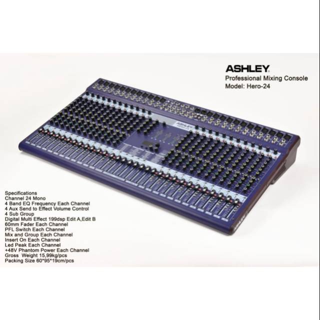 Mixer Ashley 24 Channel Hero-24 baru 4 Aux Original