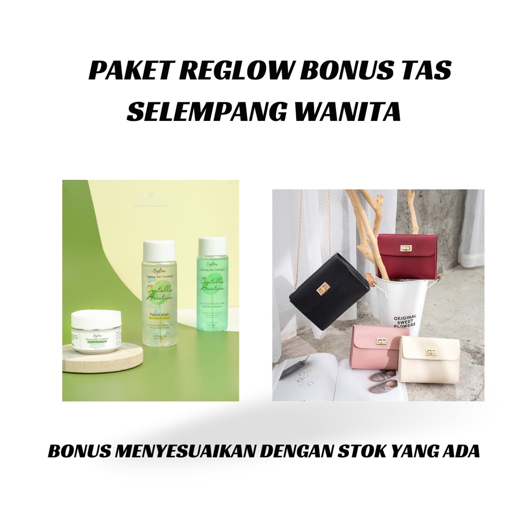 Paket Skincare Glowing Treatment Reglow / Pemutih Pencerah Wajah Free Pouch Premium Termurah-Paket BONUS TAS