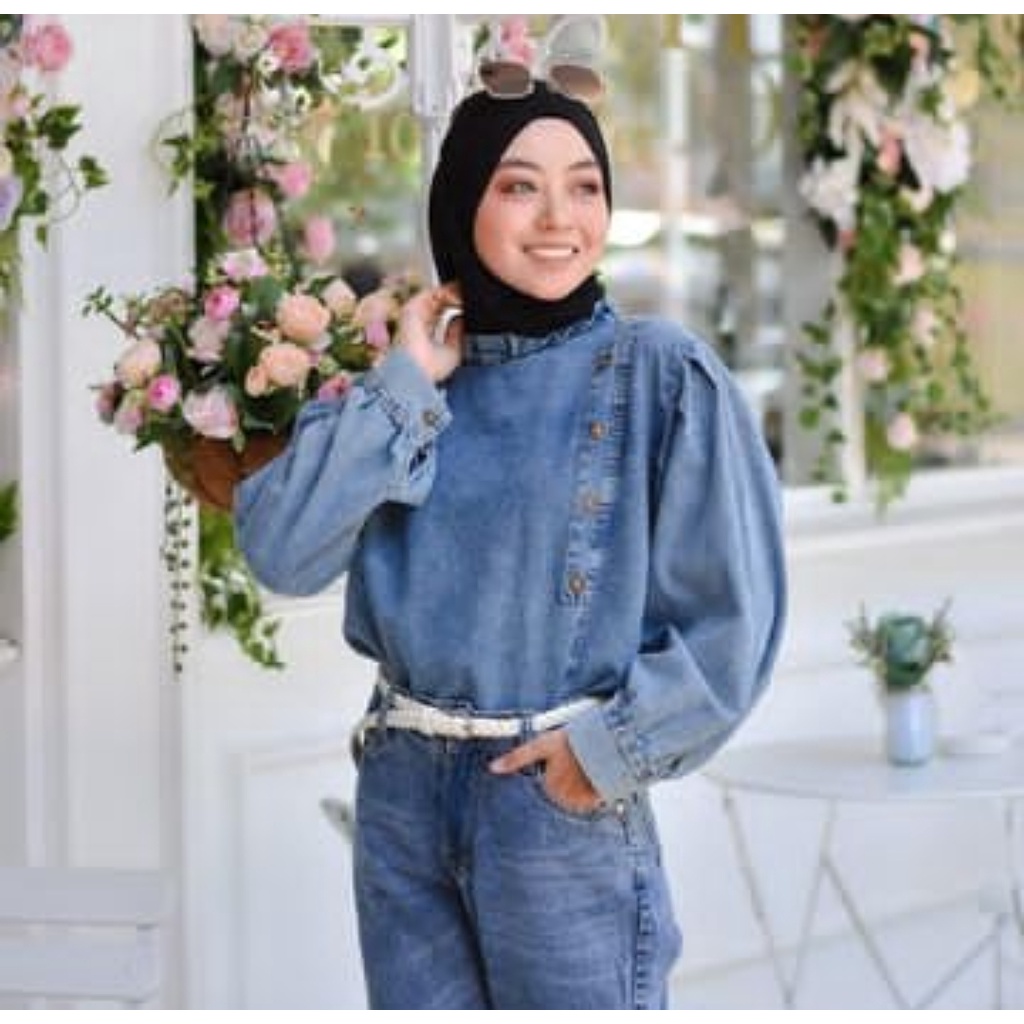 BLOUSE JEANS KREA / BLOUSE JEANS WANITA PREMIUM / ATASAN JEANS KREA