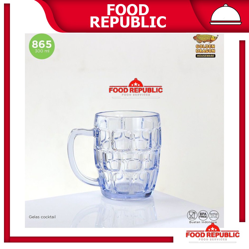 GELAS MINUM PLASTIK 300 ML GOLDEN DRAGON COCKTAIL GLASS MUG 865 BPA FREE FOODGRADE