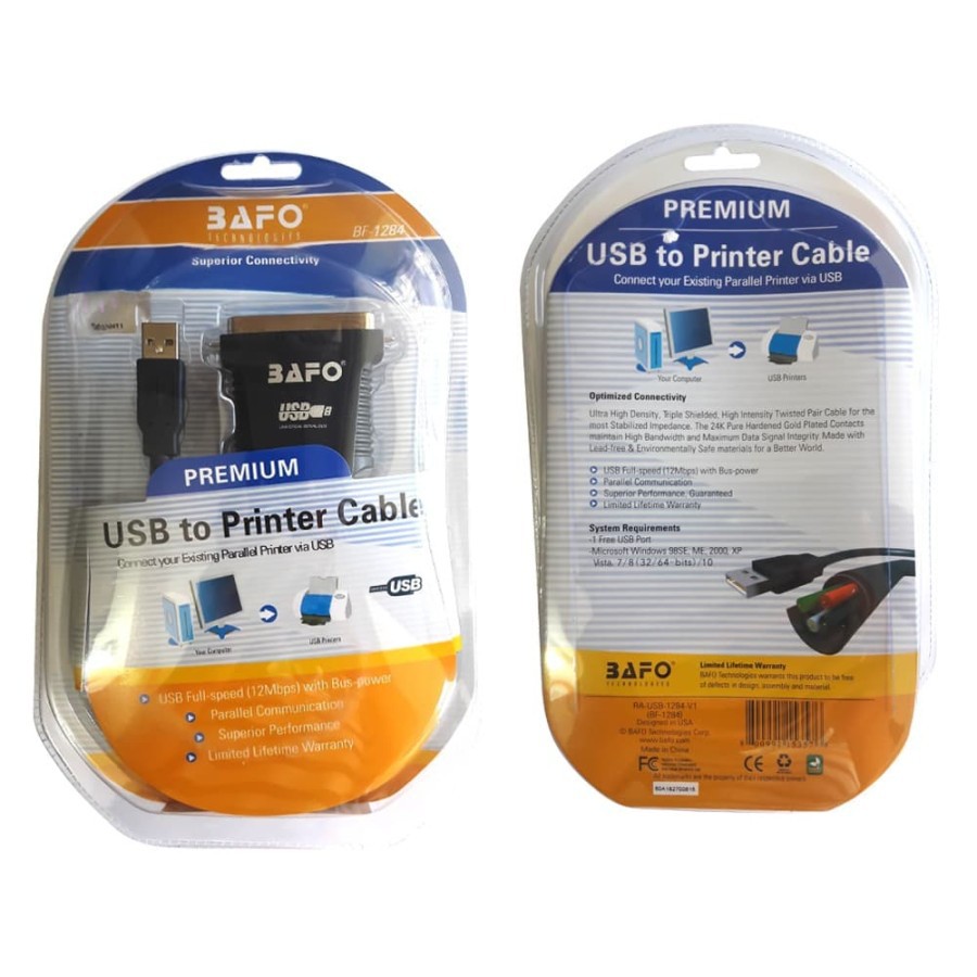 Kabel Usb 2.0 to pararel lpt bafo for printer dot matrix bf-1284 original - Usb2.0 parallel cable