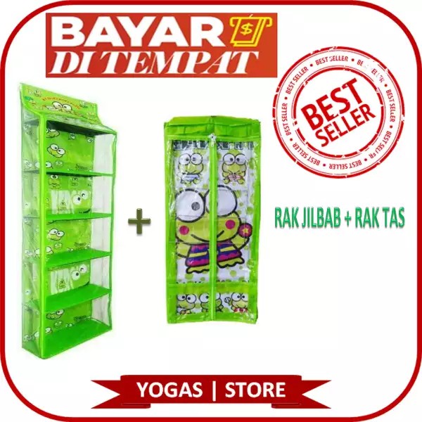 Rak Tas + Jilbab Gantung Karakter Set 2in1 Yogas Store