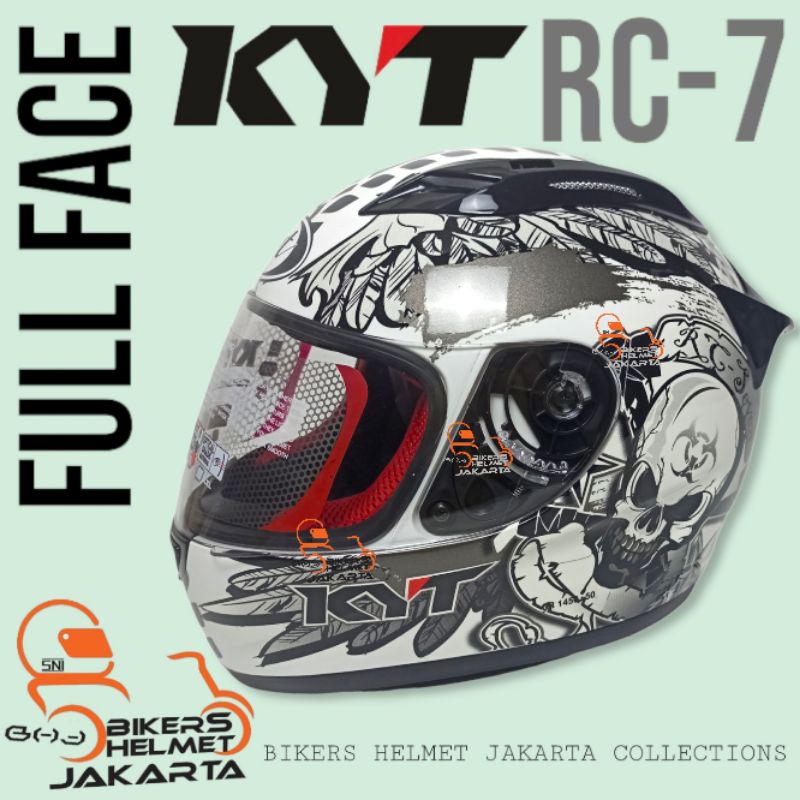 KYT HELM RC7 #13 WHITE BLACK GUN METAL FULL FACE