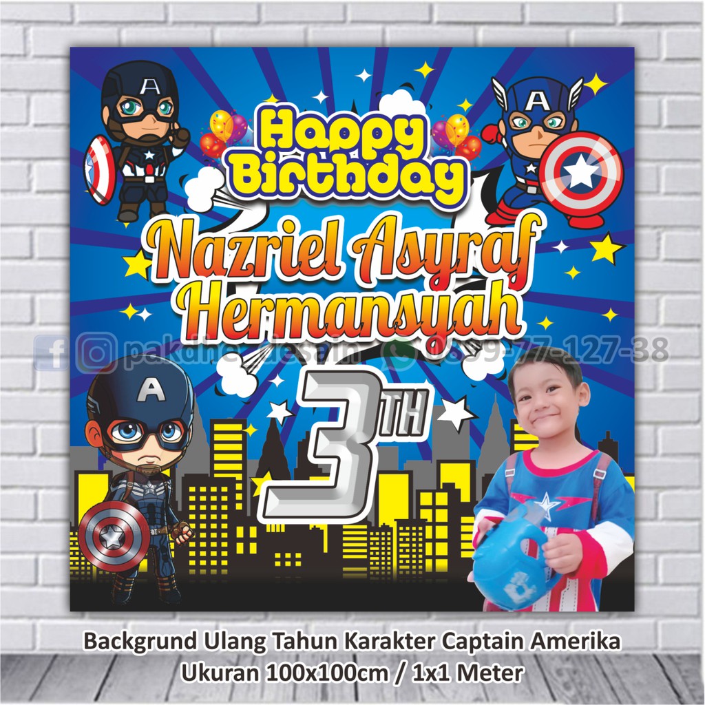 Banner Ulang Tahun / Banner Ultah / Backdrop Ultah / Backdrop Ulang Tahun  / Ultah Captain Amerika