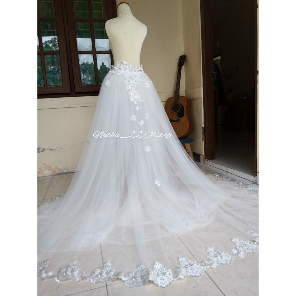 Ekor Pengantin/Ekor Kebaya Pengantin/Ekor Gaun Pengantin/Ekor Putih/Ekor Akad/Ekor Lepas Pasang