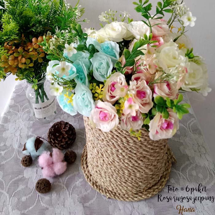 Bunga mawar artificial/bunga mawar jepang /bunga daun plastik