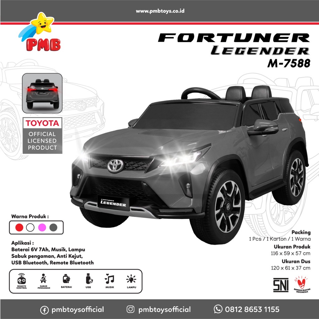 Mobil Aki TOYOTA FORTUNER LEGENDER M7588 PMB mainan anak