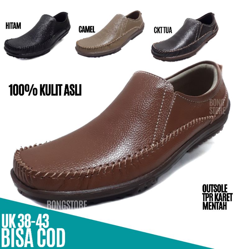 sepatu pria kasual slip on sepatu pria mokasin kulit sepatu gloripy kasual sepatu pria kulit asli