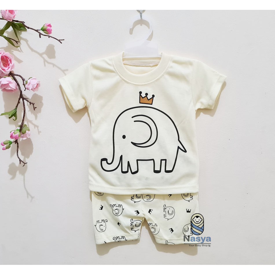 [J-001] Setelan Baju Bayi Pendek / Pakaian Laki-laki Murah Newborn (0-6 bulan)