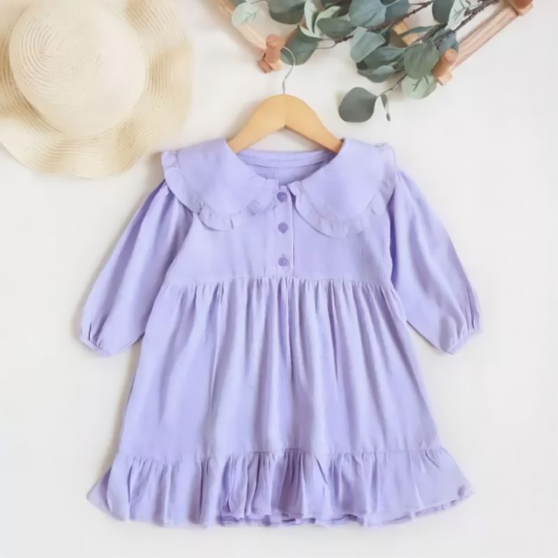 dress anak perempuan lilac blus anak cewek baby toddler dress lucu murah