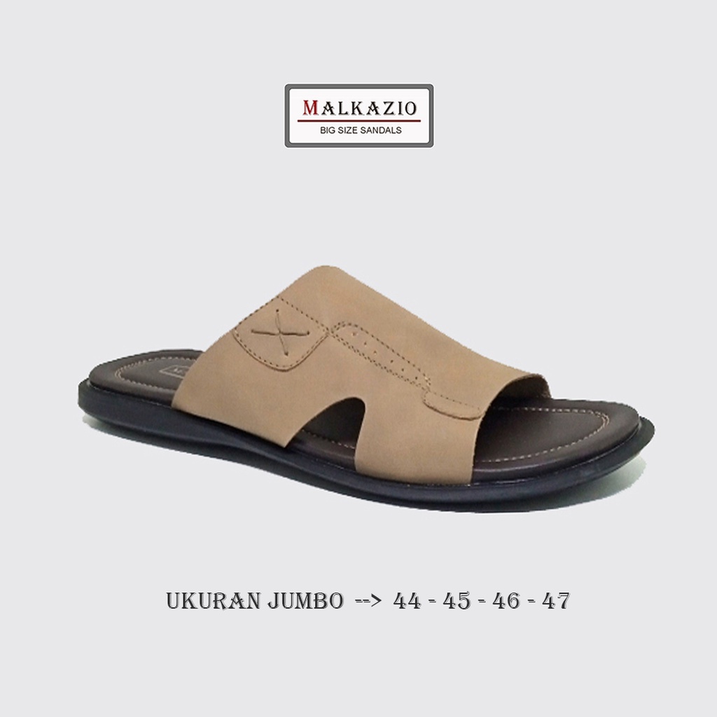 Sandal Pria Kulit Asli Dark Brown / Sandal Ukuran Jumbo Besar