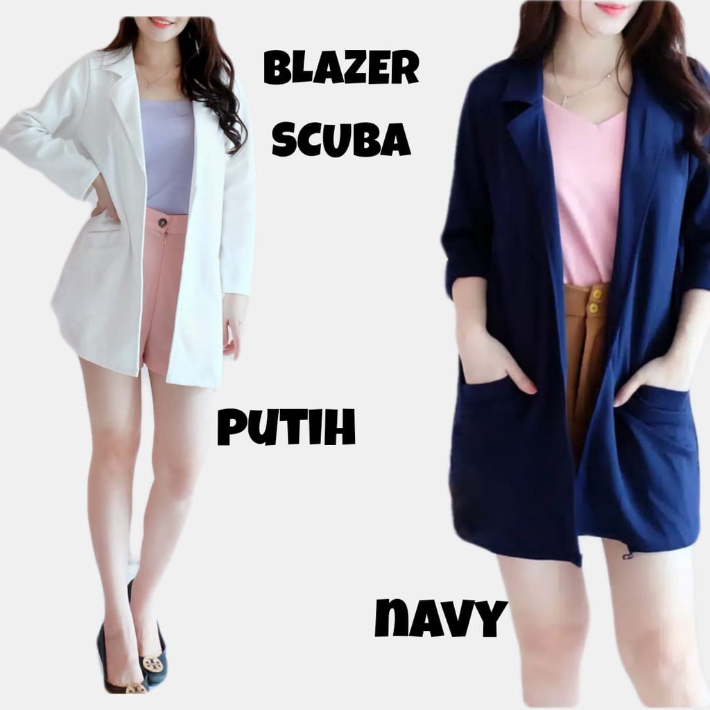 BLAZER WANITA SCUBA SIMPEL ELEGAN / OUTER SCUBA / BLEZER SCUBA PREMIUM / OUTER BASIC POLOS SCUBA