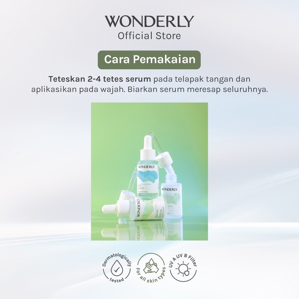 WONDERLY Face Serum Indonesia / Serum Wajah 15ml Brightening Acne AHA BHA PHA Peeling Hydrating Anti Aging Barrier Moisturizer Oil Control Pore Spot Retinol Bright Whitening Glowing Glow / Mencerahkan Berjerawat Penuaan Pori Kering Kusam Skincare Essence