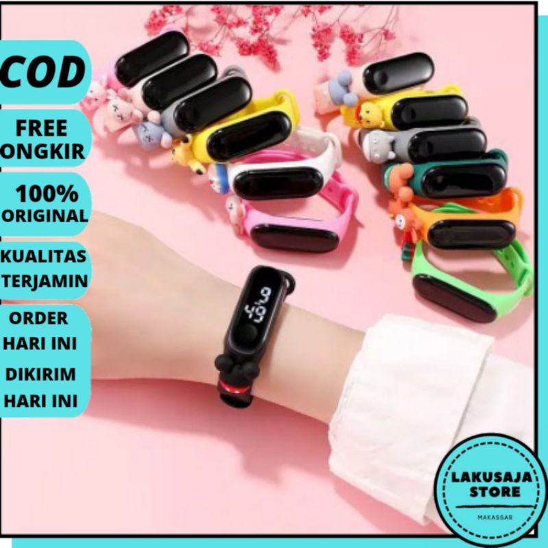 Jam Tangan Elektronik Tahan Air IP67 Motif Kartun Anak LED Gelang Wanita Pria Murah Terbaru Makassar