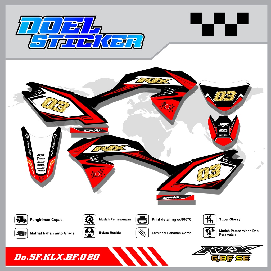 Sticker Striping Honda KLX 150 G , BF , SE Lama List Variasi Hologram , Crome Doel 020