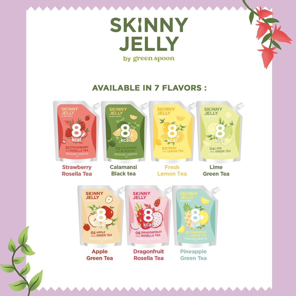 

Konjac Jelly / 8 Kalori / Low Calories / Skinny Jelly 7 SET / Green Spoon