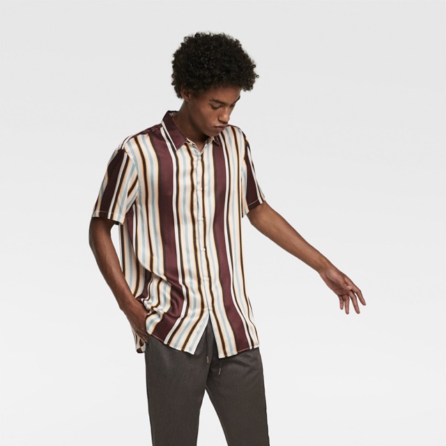 STRIPED SATIN SHIRT ZARA / kemeja zara original