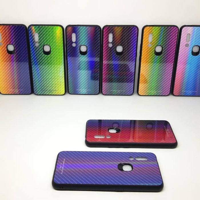 Glass Case Vivo V15 6.53inch UME PATTERN Vivo V15 Bumper Rainbow Glass