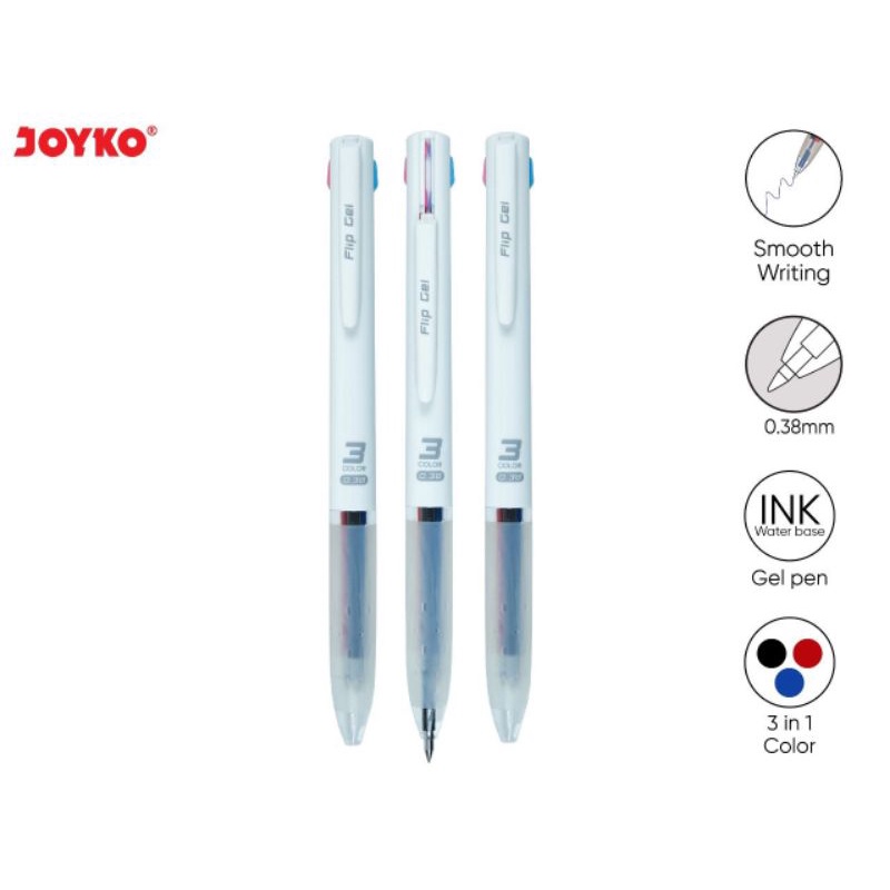 

Gelpen Joyko GP-339 Flip Gel 3 in 1 color warna 0.38mm