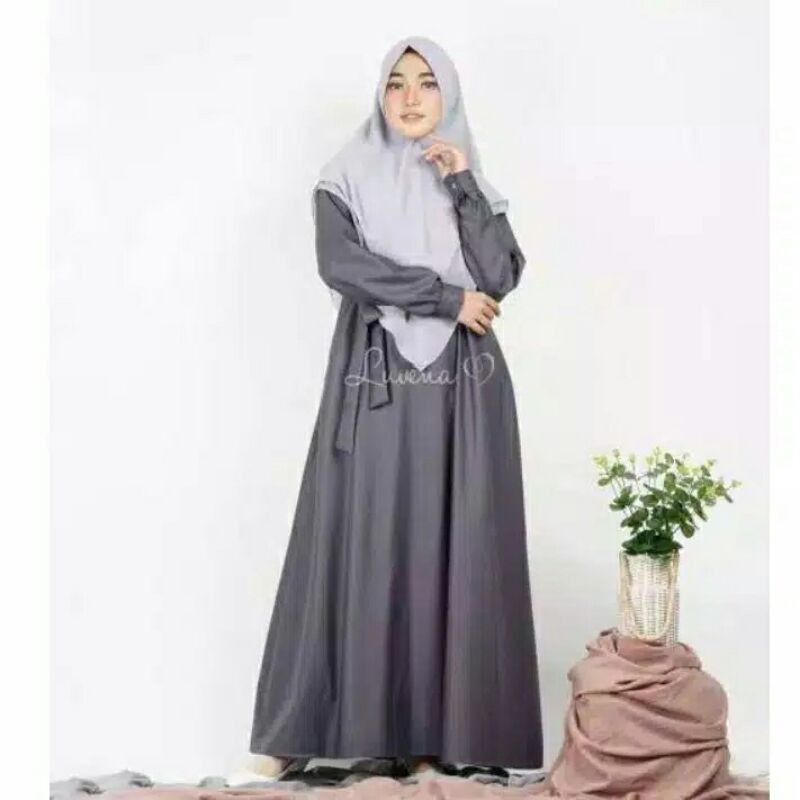 GAMIS RUQAYYA TOYOBO POLOS LENGAN KANCING RESLETING DEPAN