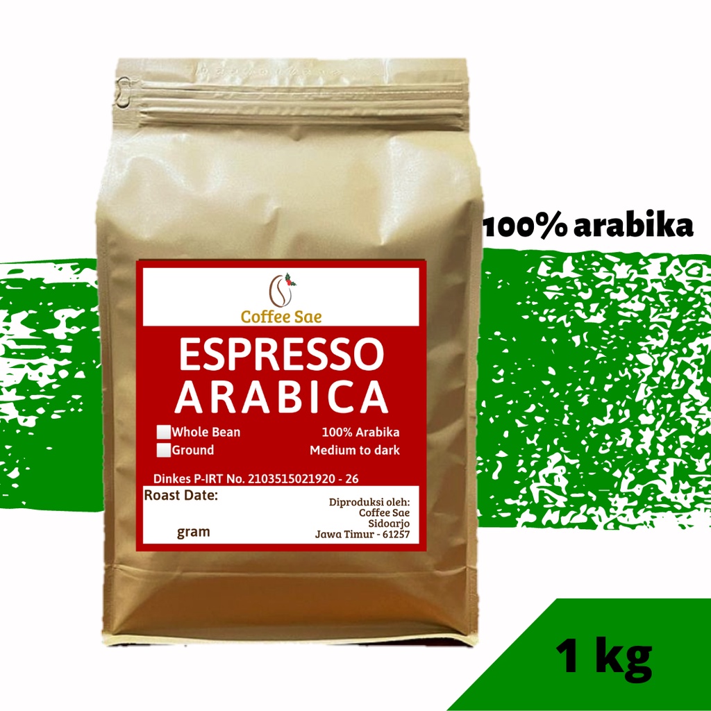 

Biji Kopi Espresso Full Arabika 1kg atau Bubuk Arabika Espresso 1 kg