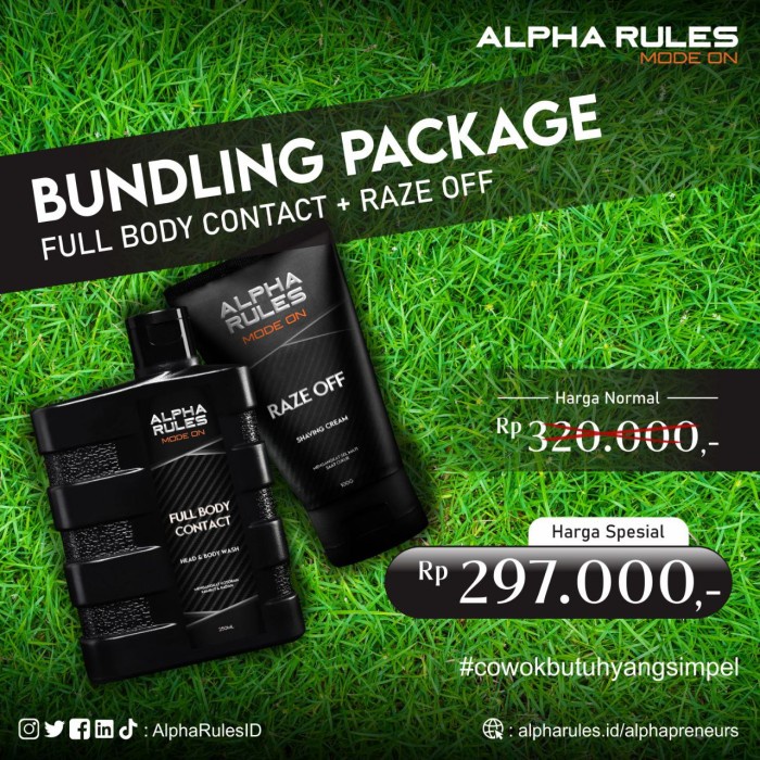 ALPHARULES Bundling Lebih Hemat Full Body Contact + Raze Off ORIGINAL - 2in1