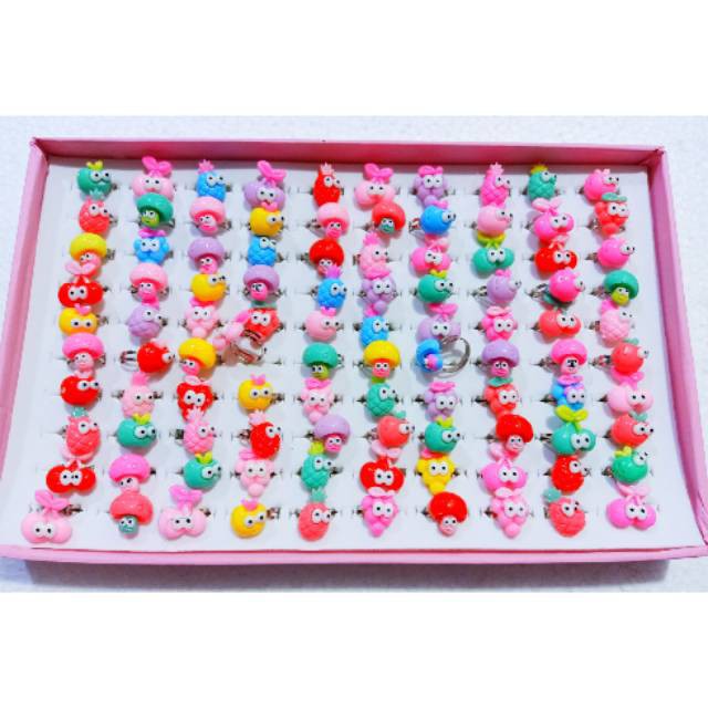 grosir  Cincin karakter isi 100 pcs cincin anak bening