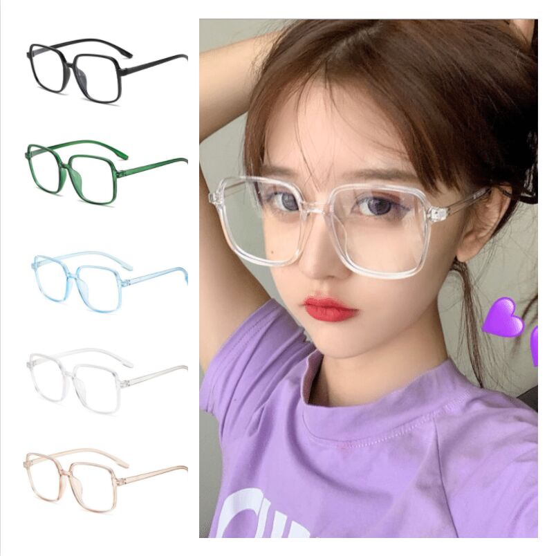 Fashion  Retro Student Children Glasses  Literary Square Big Frame Anti-blue Light Flat Lens