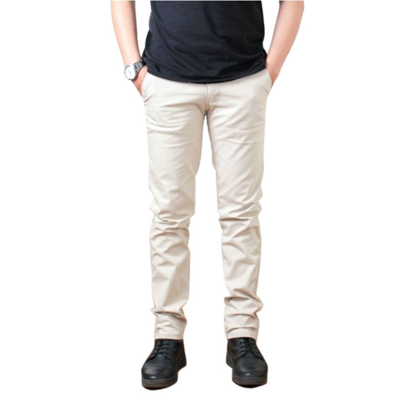 celana chino panjang pria hitam abu cream original nuemby