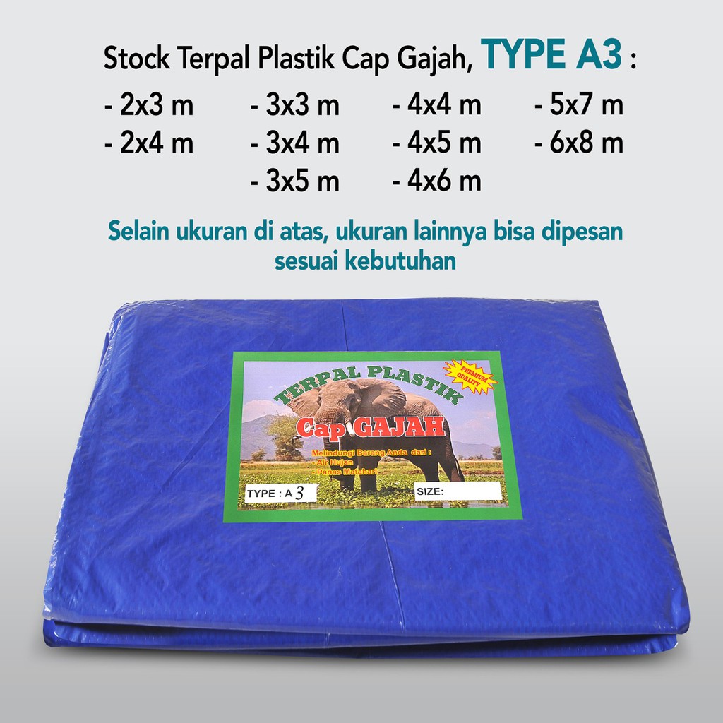 TERPAL PLASTIK A3 UKURAN 3X3 Meter Merk CAP GAJAH