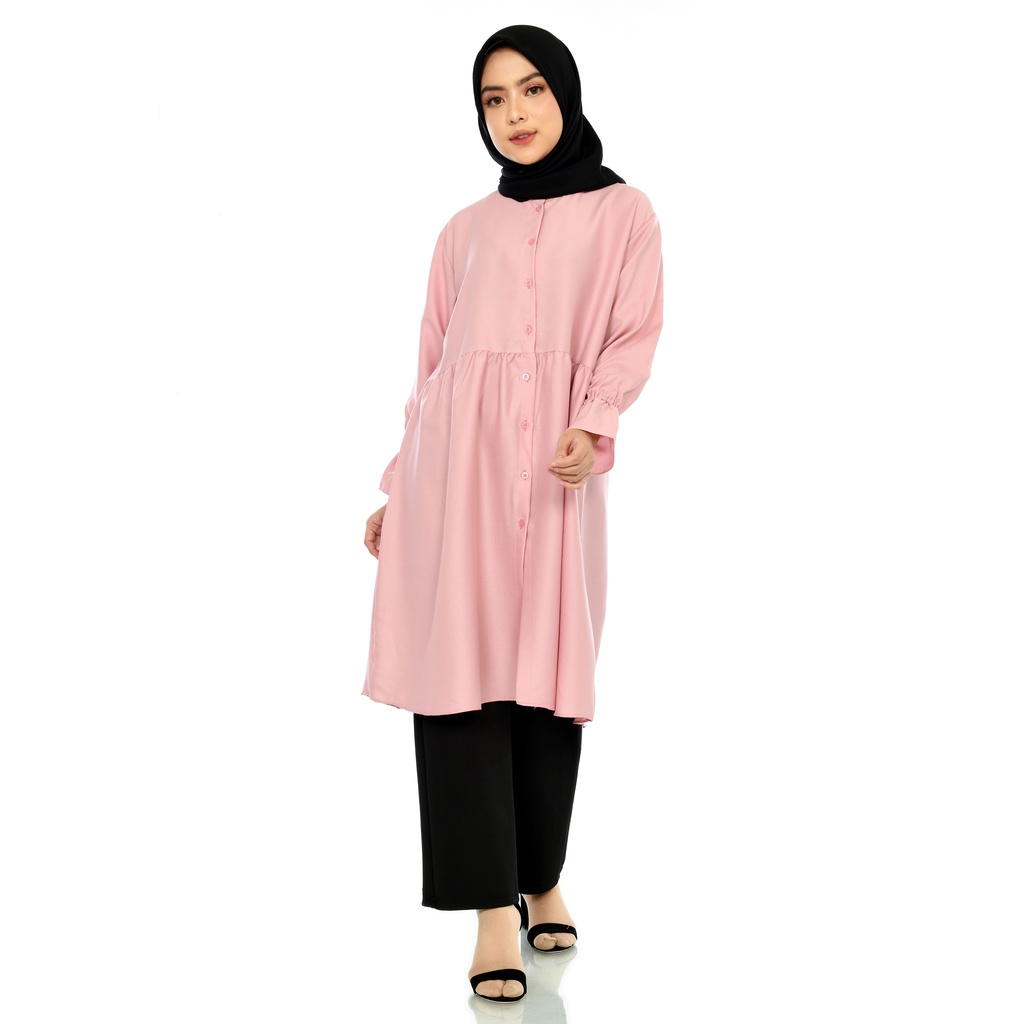 TUNIK LONG MOZYA FULL KANCING DAILY BUSUI WANITA TUNIK MOSCREPE ZARA / WUDHU FRIENDLY / FOLLASHOP