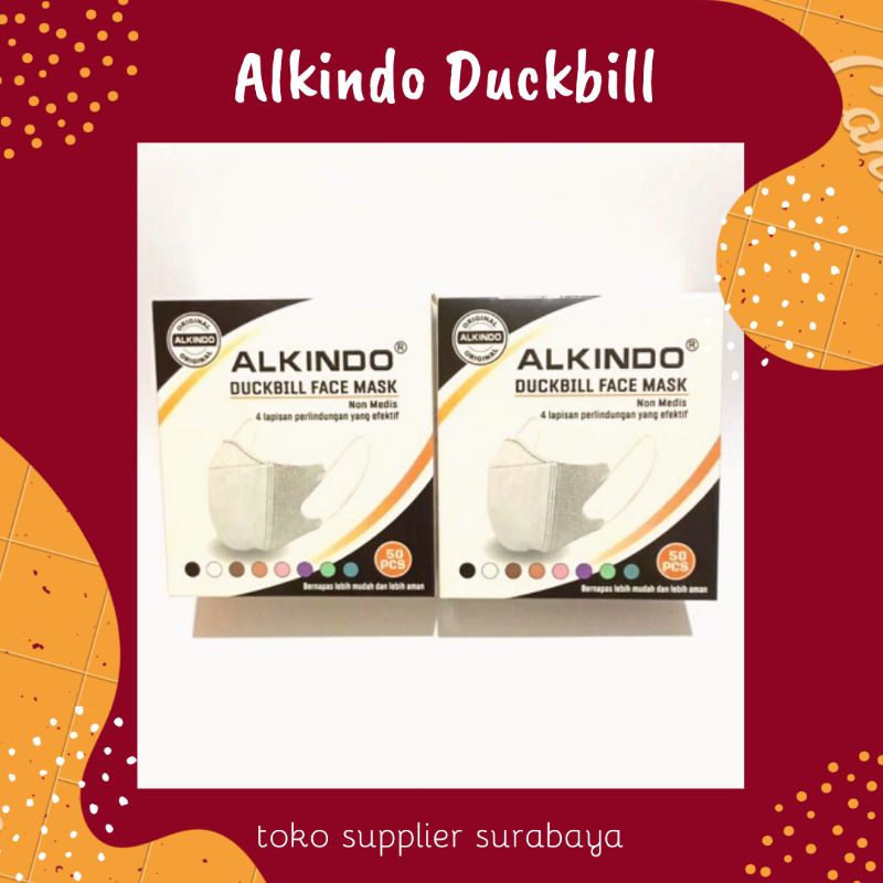 Alkindo Duckbill Earloop isi 50 pcs 4 ply / Masker Duckbill Alkindo / Duckbill Alkindo Hitam / Duckb