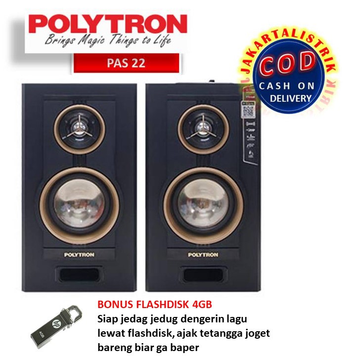 SUPER BASS POLYTRON SPEAKER PAS 22 GA BLUETOOTH BONUS FLASHDISK 4GB
