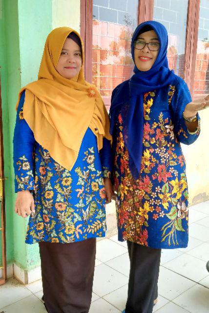 Tunik Batik Jumbo Bahan 100% Katun Halus -  Atasan Batik Wanita - Melati Super Jumbo Ld 130