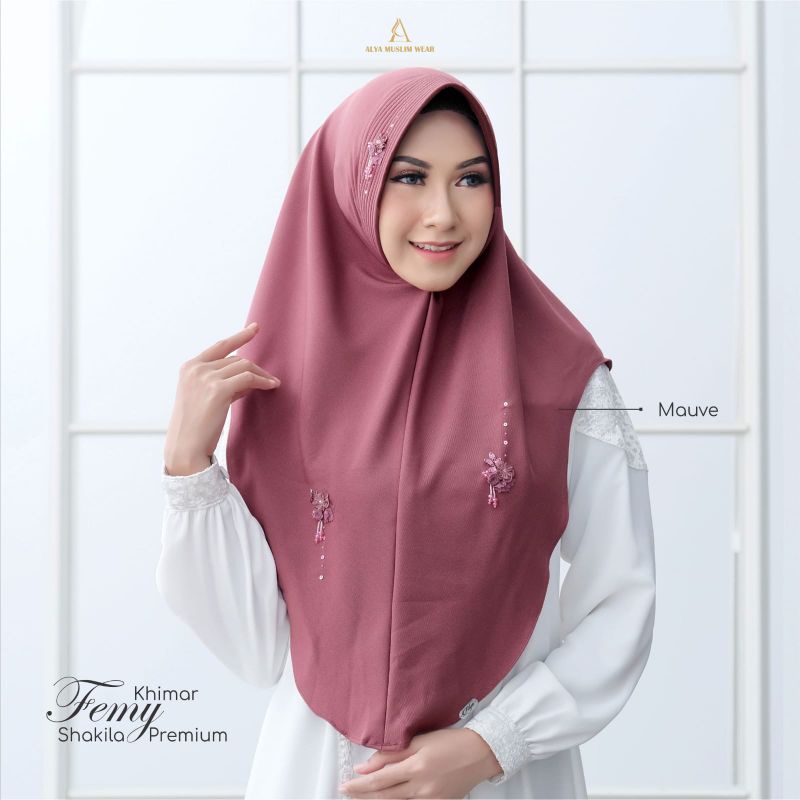 Hijab Khimar Femy Alya Muslim Wear Shakila Premium Polos Mix Kombinasi Payet Kerudung Instan