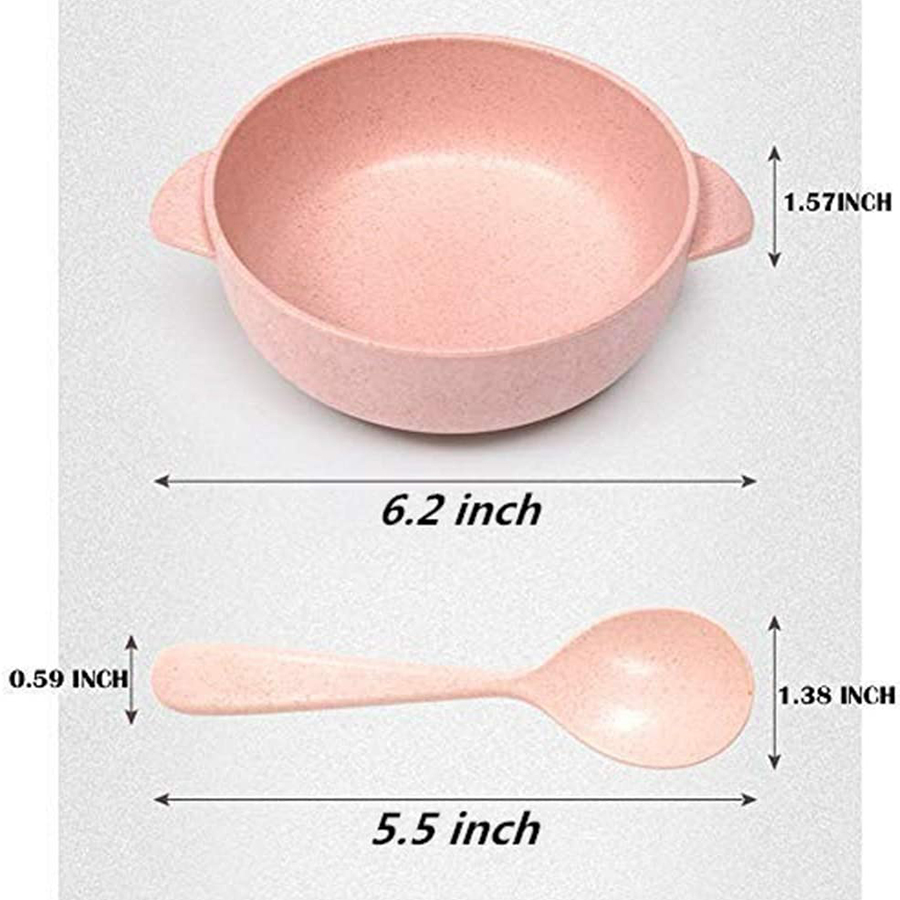 2pcs Baby Feeding Tableware Set / Eco-Friendly Wheat Straw Plate Dish Dinnerware /Training Feeding Safe Tableware Set For Baby Kids /  Kitchen Useful Tableware