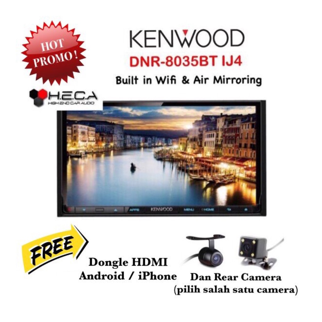 Paket Audio Mobil Kenwood DNR-8035BTIJ4 Tape   Kamera Mundur Kotak