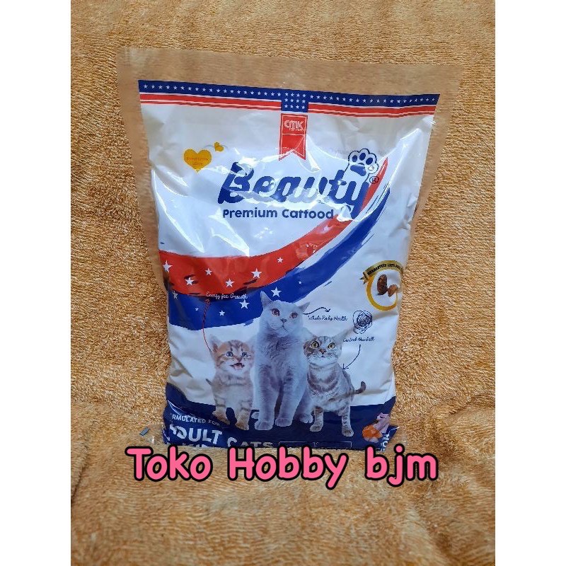 beauty 1 KG makanan kucing premium kitten adult mother anak dewasa cat 1kg anakan kiten dryfood