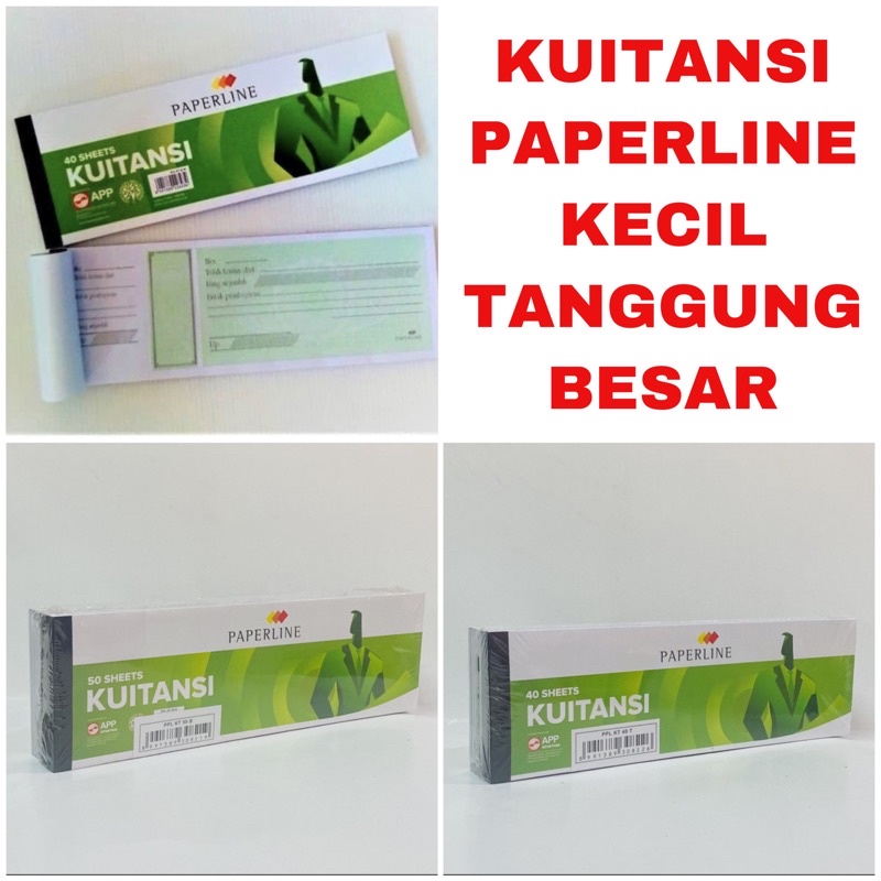 

BUKU KUITANSI PAPERLINE KECIL , TANGGUNG , BESAR / 1 PACK ISI 10 BUKU