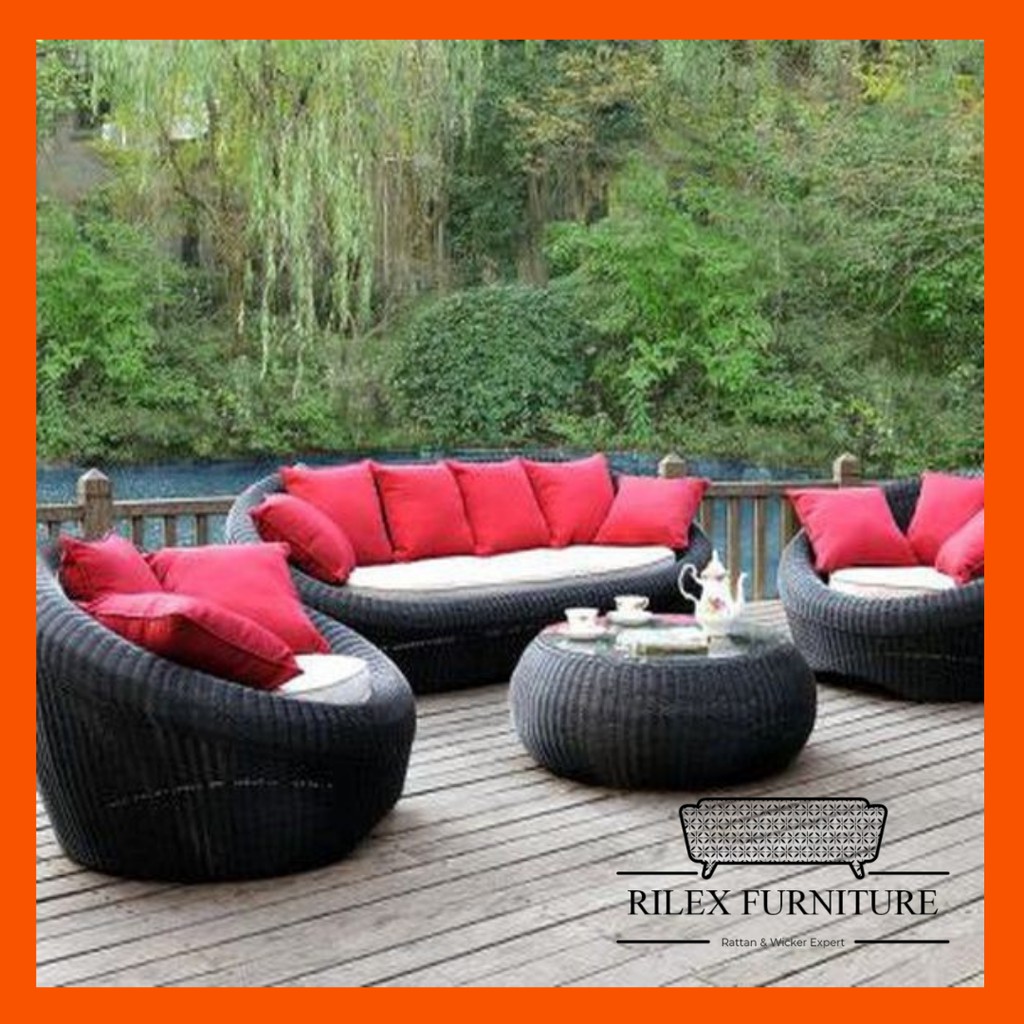 KURSI TAMU SOFA TAMU ROTAN SINTETIS MODEL GENTONG | RILEX FURNITURE
