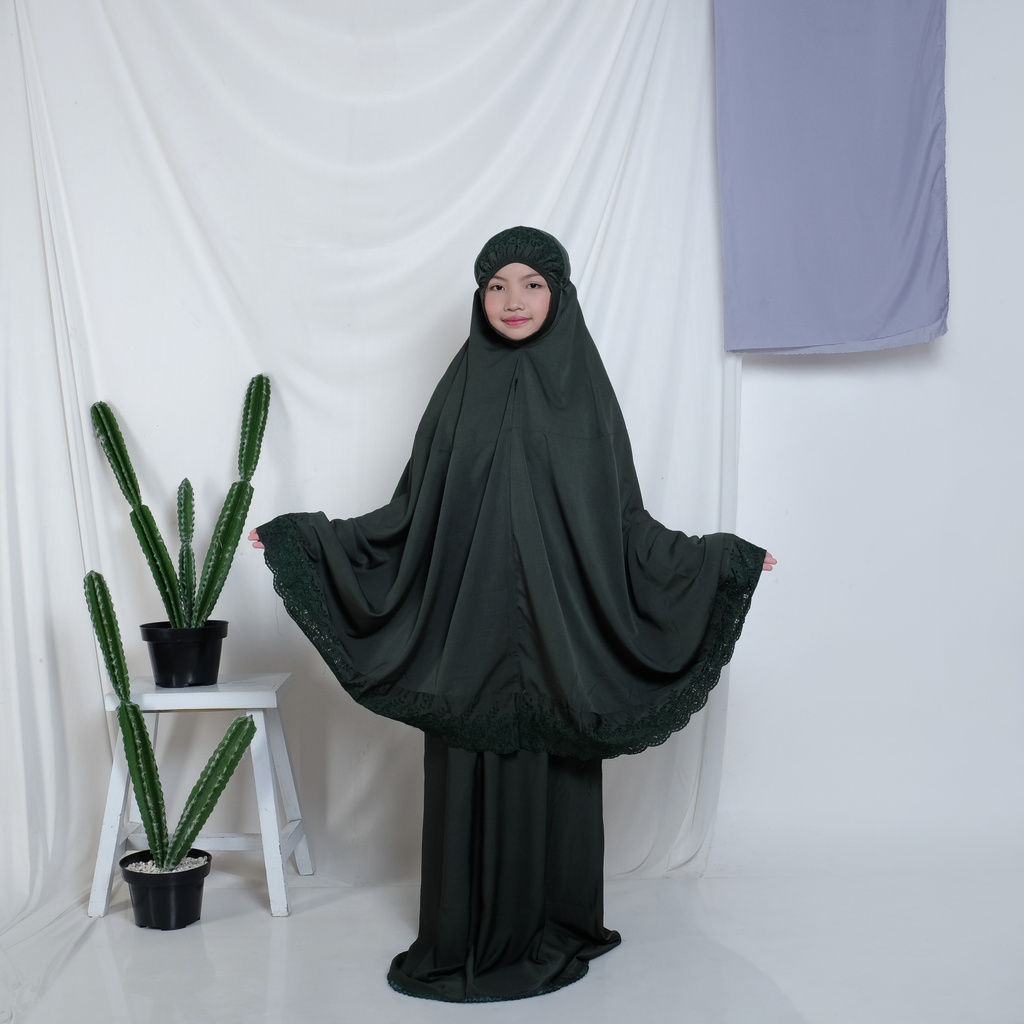 Mukena Remaja / Mukena Anak 10 Tahun / Mukena Remaja Tanggung / Mukena Pasteleena Varian Emerald