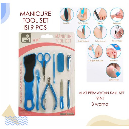 MANICURE TOOL SET Alat Pedicure Isi 8/9 pcs -yoyosoo