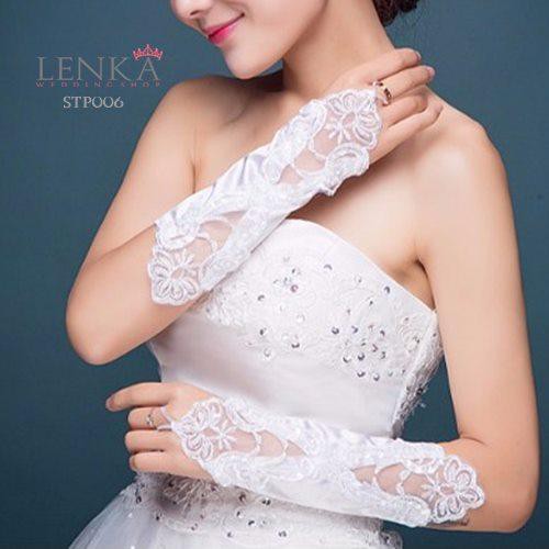 [STOK TERBATAS] BRIDAL GLOVES SARUNG TANGAN PUTIH BROKAT PENGANTIN STP006