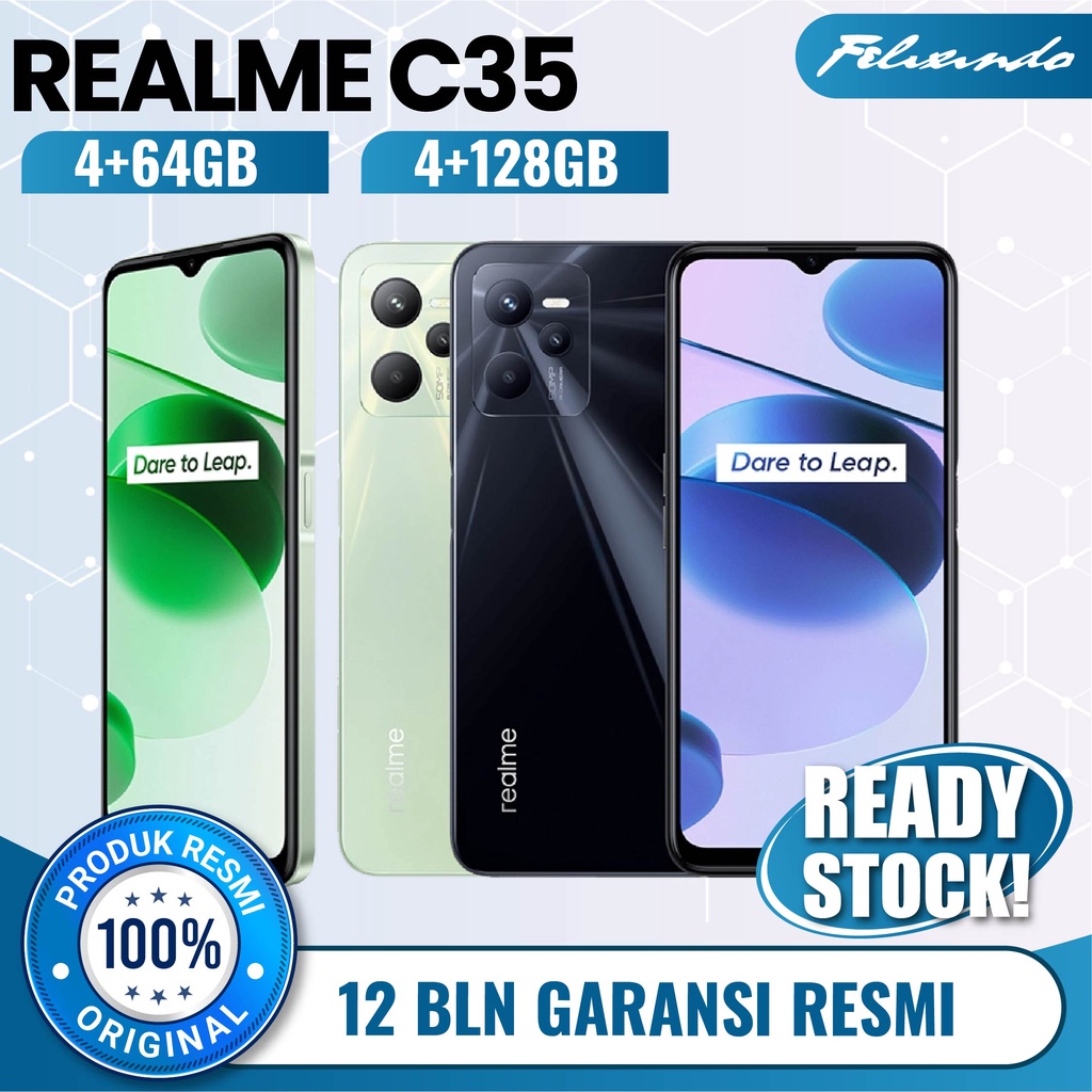 Realme C35 4/64 4/128 4GB 64GB 128GB RAM 4 ROM 64 128 GB HP Smartphone Android