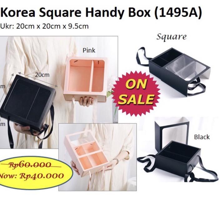 

✿ Korea square Handy Box (1495A) Flower Box - Soft Box - kotak bunga - barang florist ➳